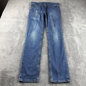 Levis 511 Slim Fit Skinny Jeans Mens 31x32 Blue Medium Wash Low Rise Distressed‎
